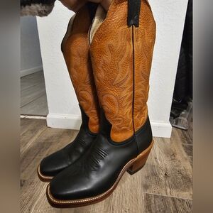 BOULET cowgirl western leather boots brown and black size 6